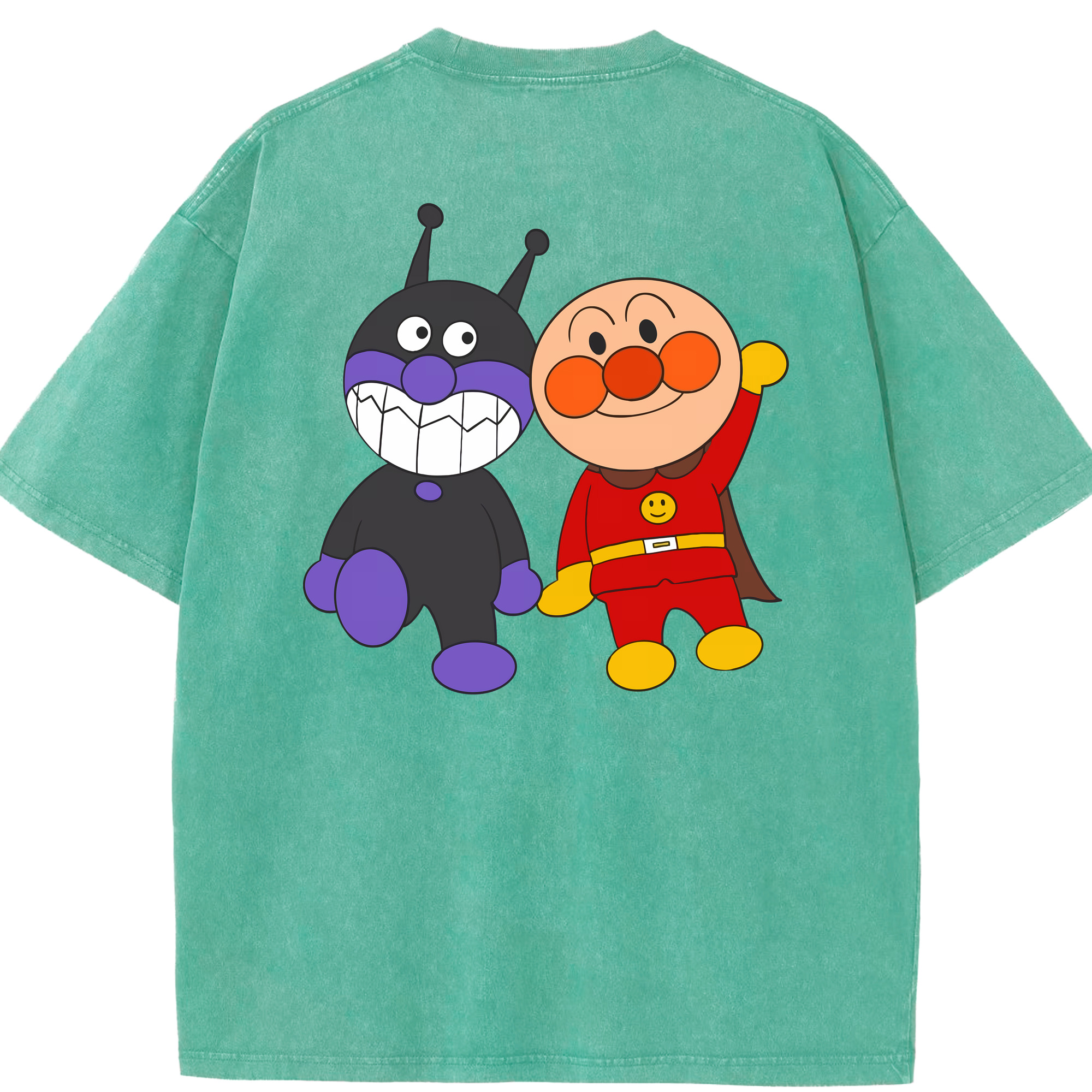 （画像用） アンパンマン Anpanman 綿100% ヴィンテージ風 半袖Tシャツ（背面プリント）